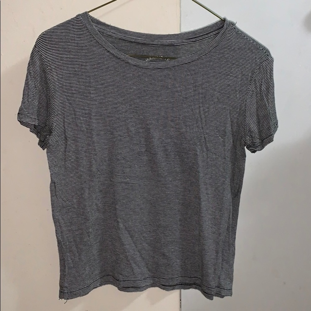 Grey Striped Crop Top